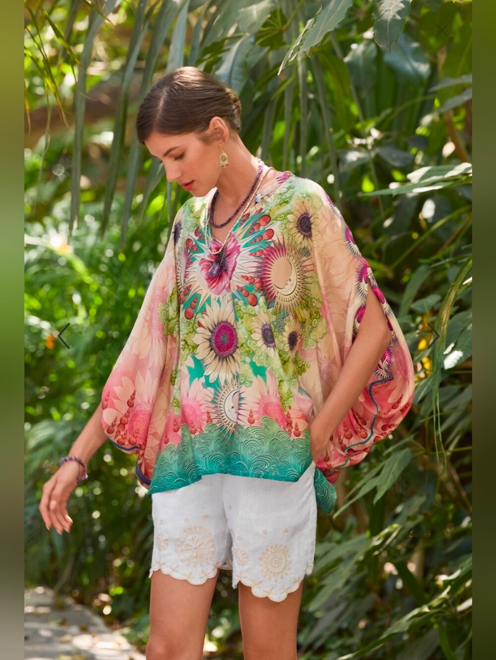 Johnny Was Imogen Silk Floral Poncho size L/XL